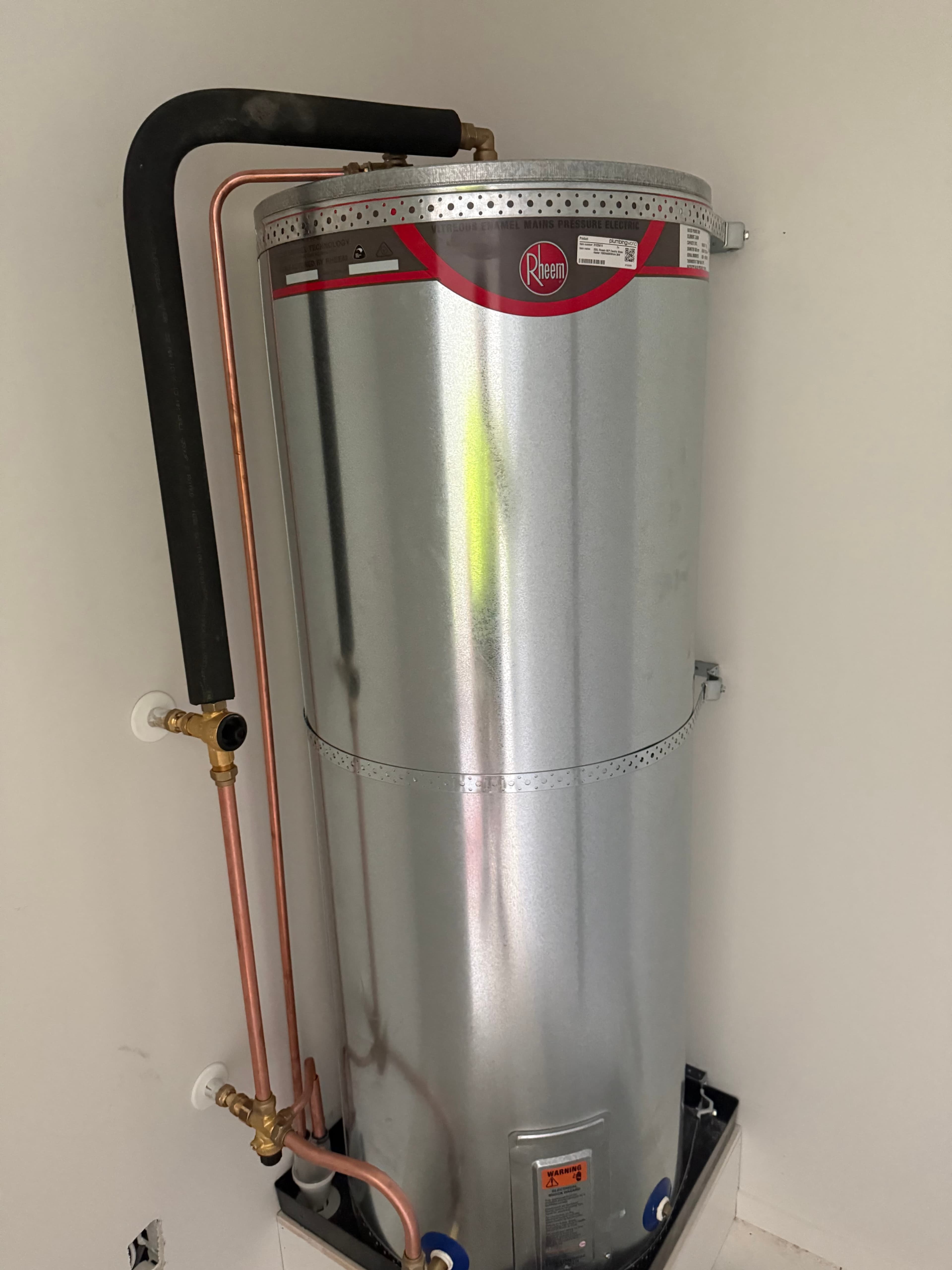 Rheem electric hot water cylinder with copper pipework by Plumbway Ltd